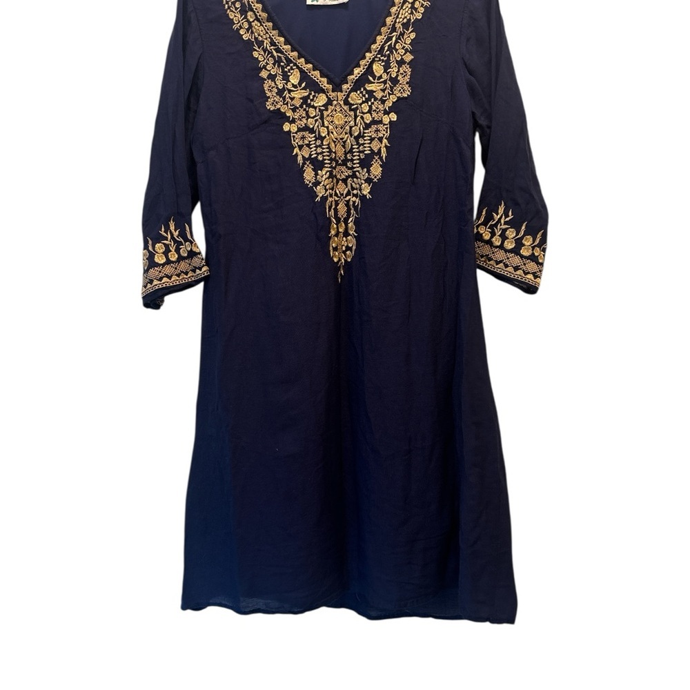 Blue and Gold Embellished 3/4 Sleeve Tunic